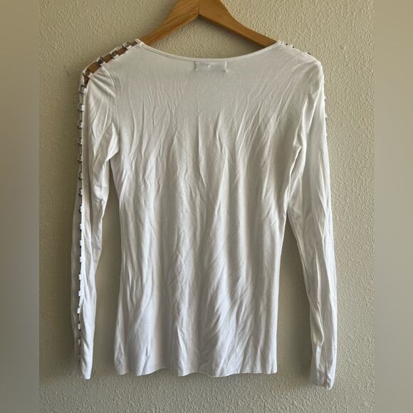 Bailey 44 hooped long sleeve white top size Small grunge neutral - Picture 5 of 10
